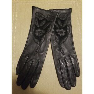 Vintage Kislav Black Leather Gloves Size 6 Made In France New